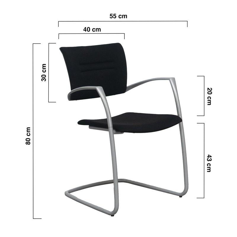 Silla Oficina Confidente Patín Gris Zas de Dynamobel - Montiel