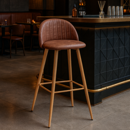 Taburete con Respaldo estilo Vintage - Oficinas Montiel