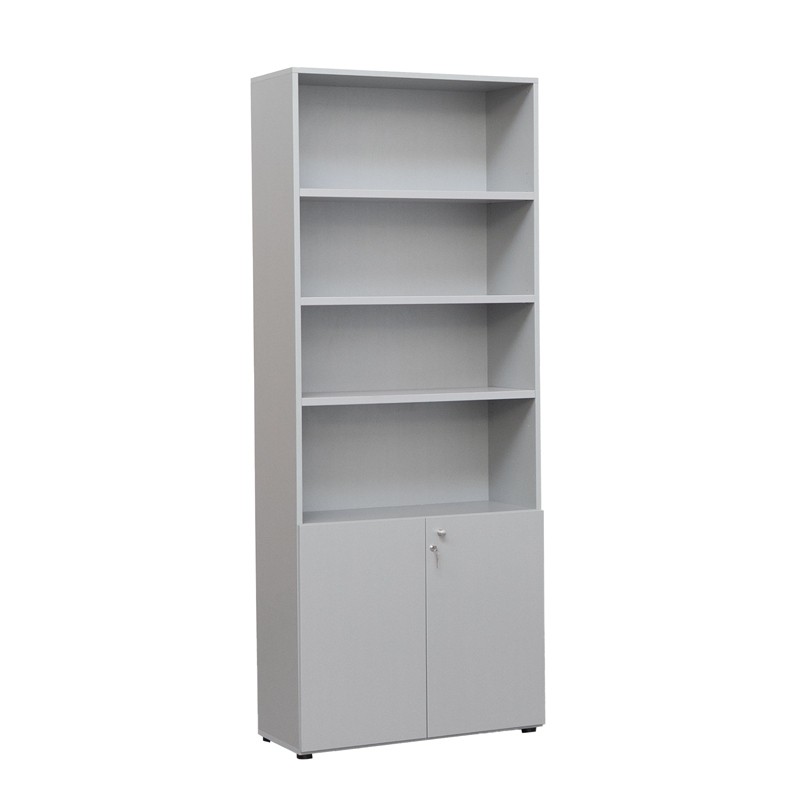 Armario Alto con Puertas Bajas Abatibles Gris - MONTIEL