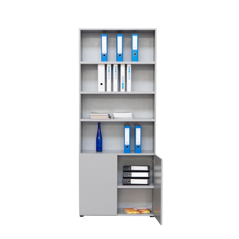 Armario Alto con Puertas Bajas Abatibles Gris - MONTIEL