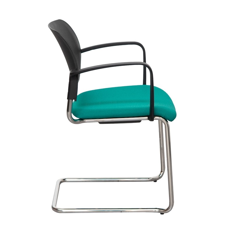 Silla Confidente Oficina Base Patín Cromada y Diseño Moderno