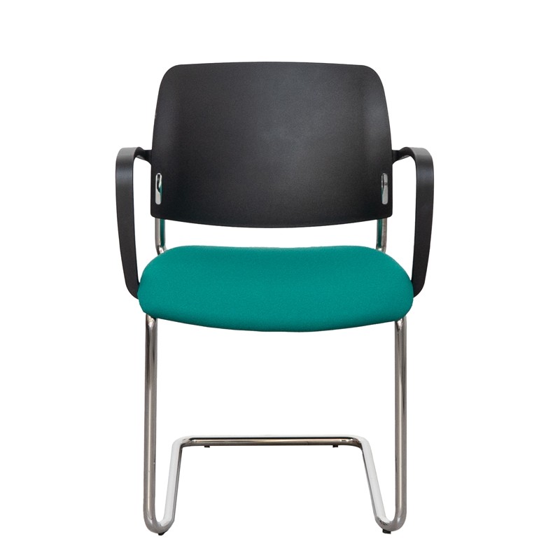 Silla Confidente Oficina Base Patín Cromada y Diseño Moderno