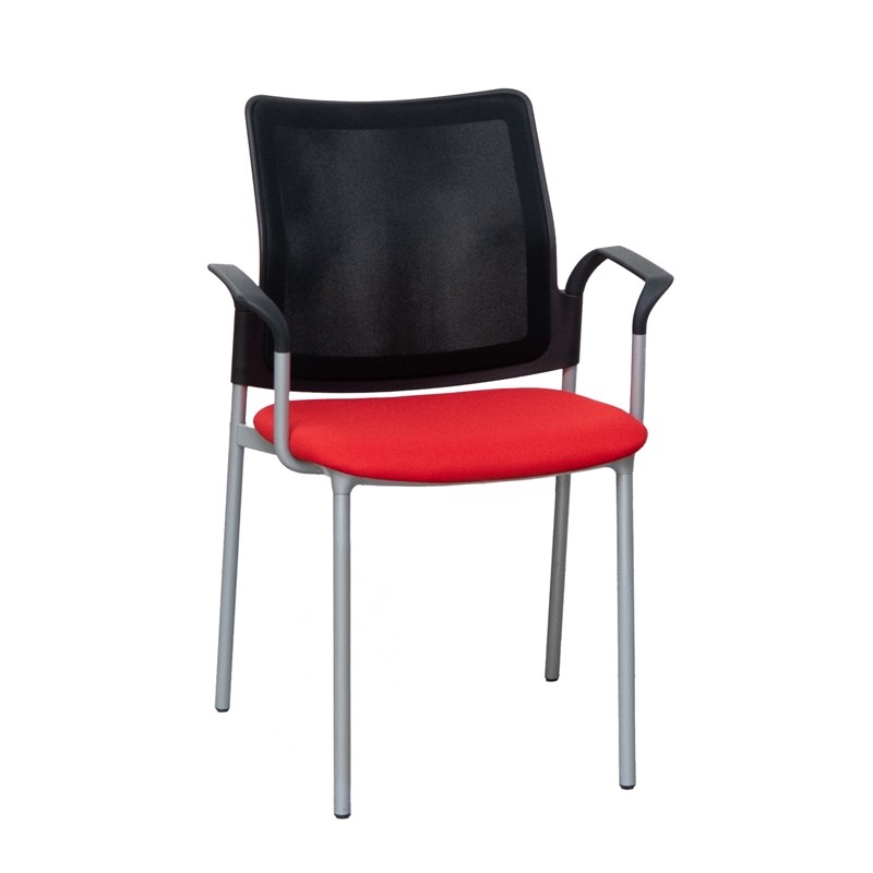 Silla Confidente Fija Negra y Roja Urban de Actiu