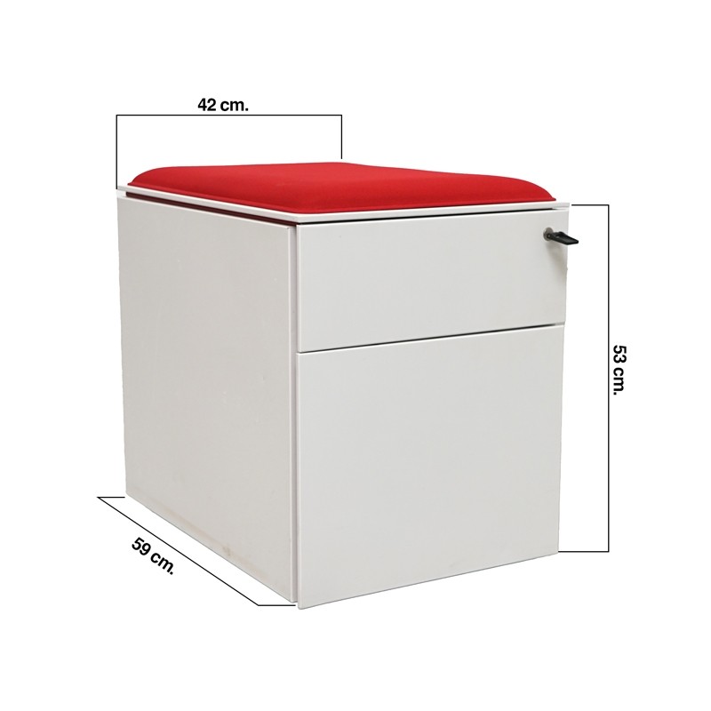 Cajonera Metálica Blanca con Cojín de Steelcase - Montiel