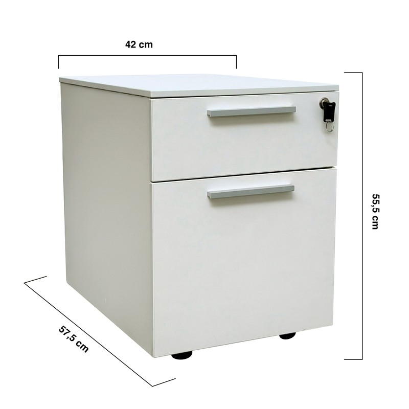 Cajonera Madera Blanca con 2 Cajones de Steelcase - Montiel