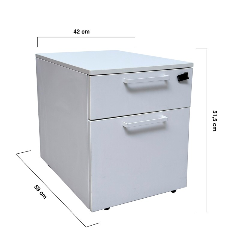 Cajonera Blanca Móvil con Archivador de Steelcase - Montiel