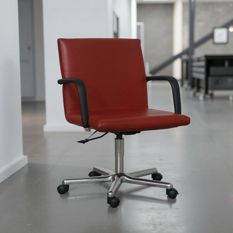 Silla Oficina Giratoria Tapizado Piel Roja de Matteo Grassi - Montiel
