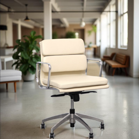 ▷ Silla Giratoria de Símil Piel Beige XD - Oficinas Montiel