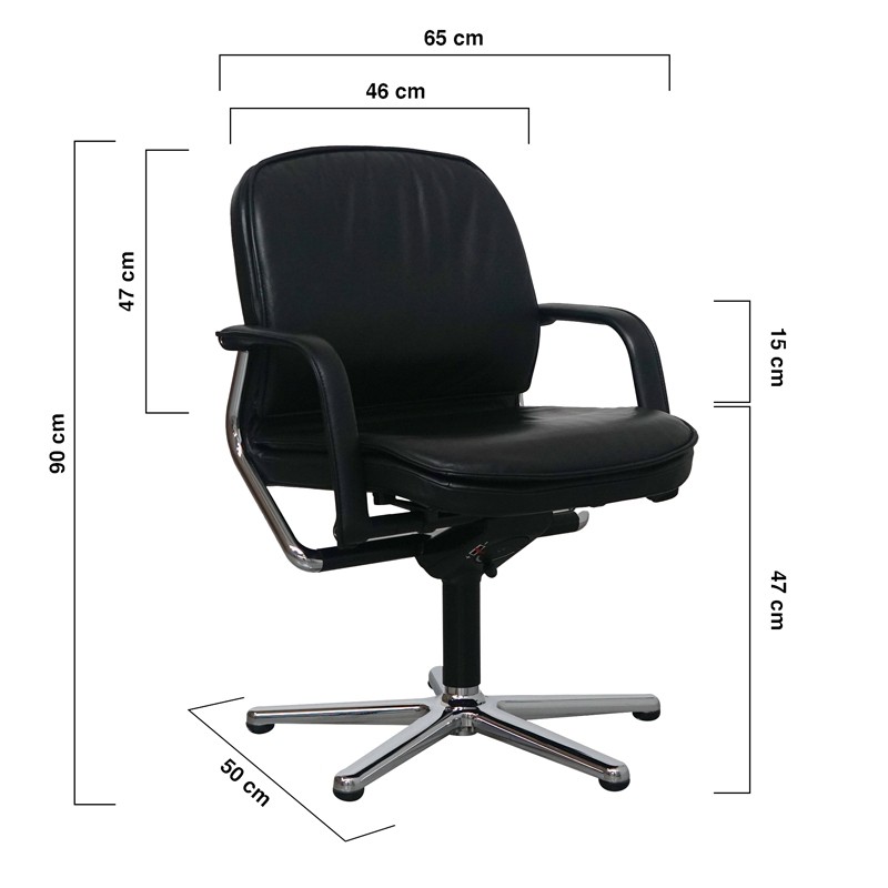 Silla Piel Negra con Asiento Giratorio de Wilkhahn - Montiel