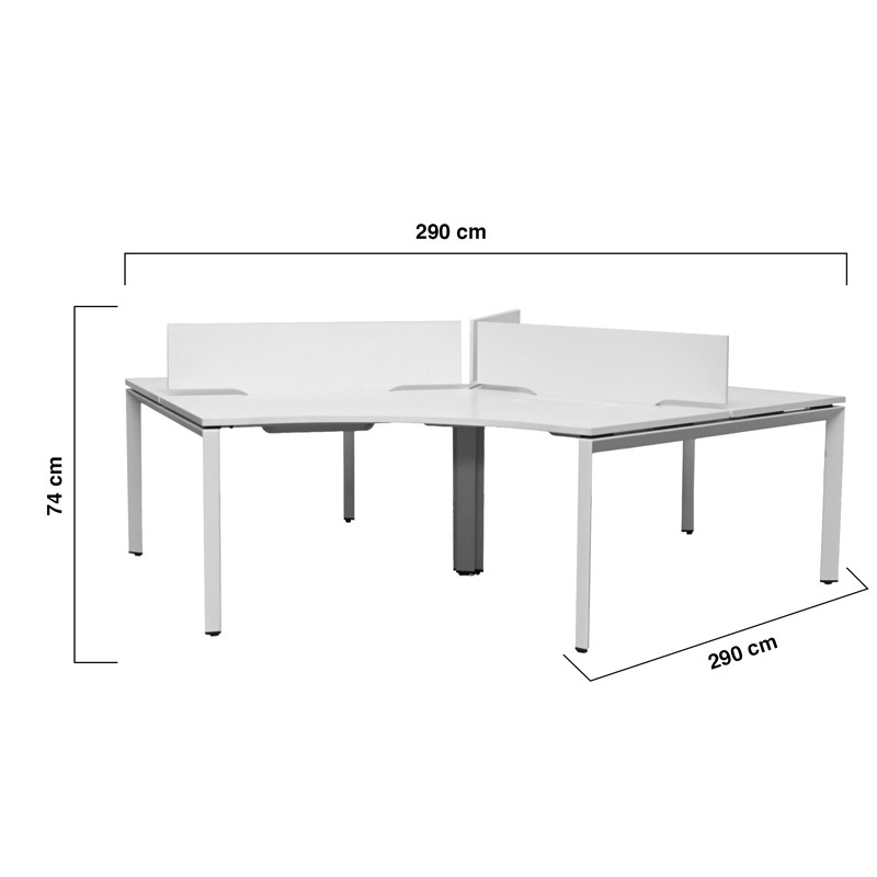 Isla Oficina Melamina Blanca 3 Puestos de Steelcase - Montiel