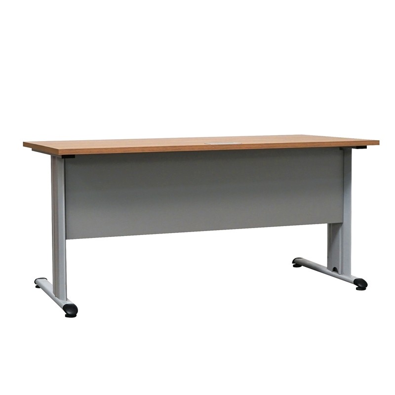 Mesa Nogal con Pasacables y Faldón Gris MM1694 - Montiel