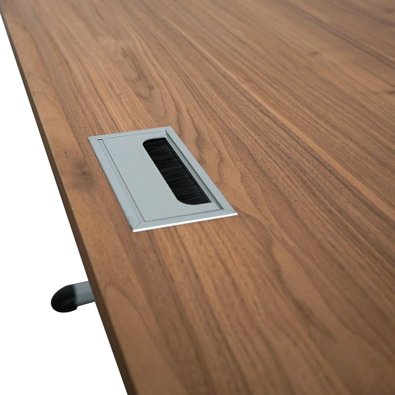 Mesa Nogal con Pasacables y Faldón Gris MM1694 - Montiel