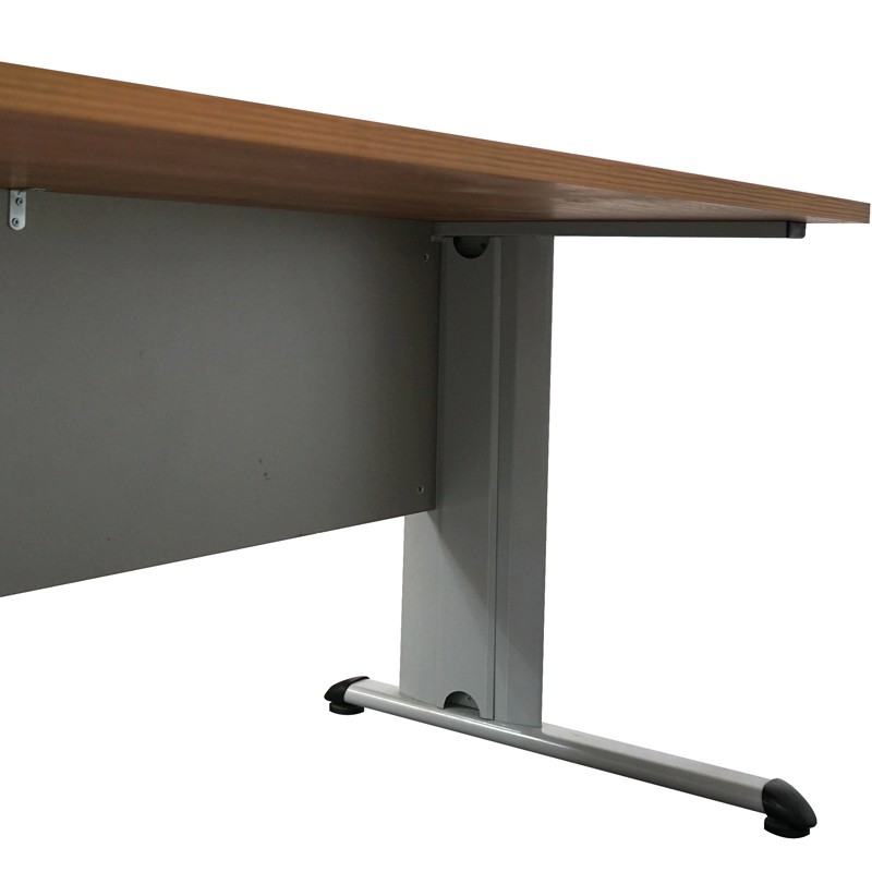 Mesa Nogal con Pasacables y Faldón Gris MM1694 - Montiel