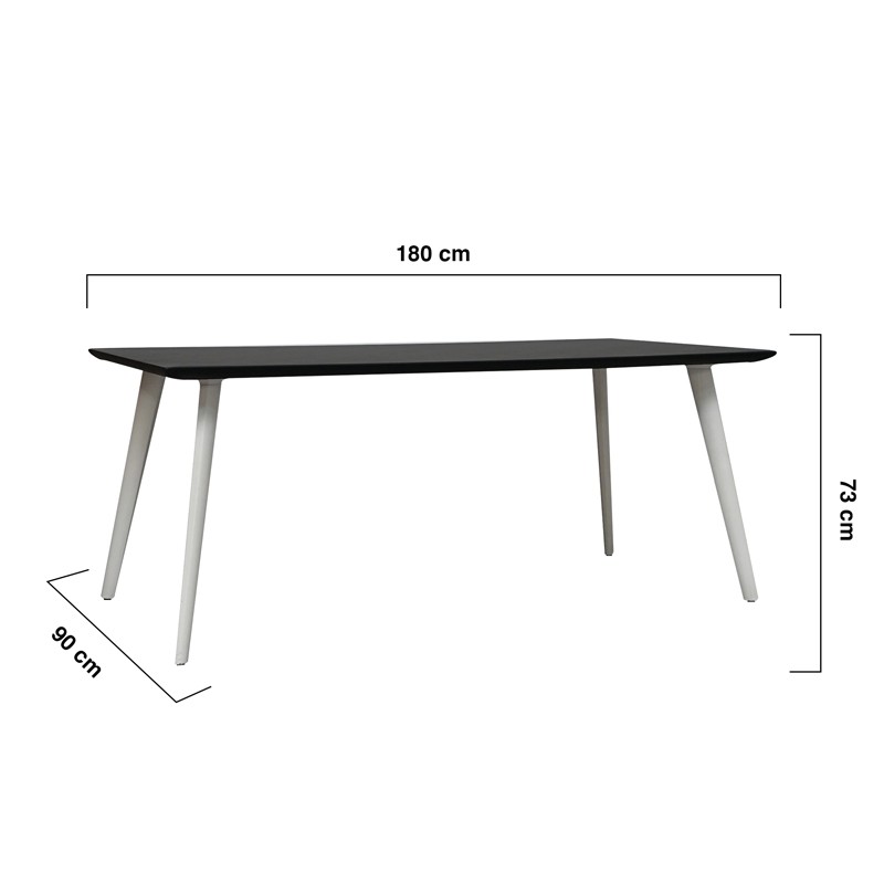 Mesa Recta con Patas Blancas y Tablero Negro de Arper - Montiel