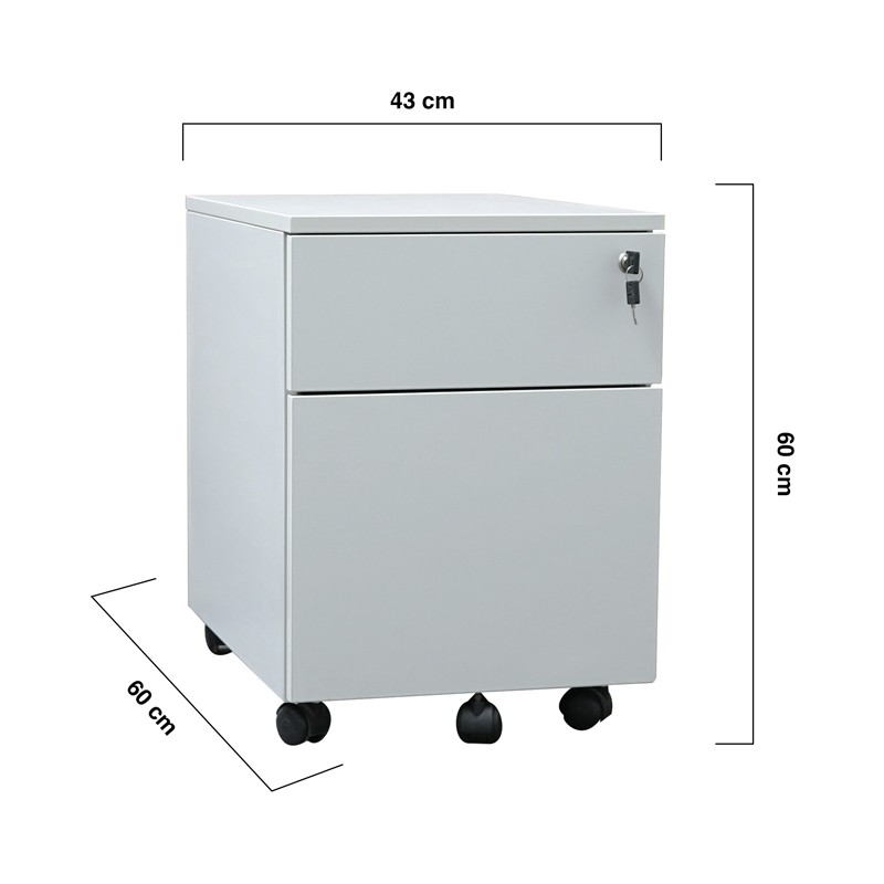 Cajonera Gris Antivuelco con Archivador de Levesta - Montiel