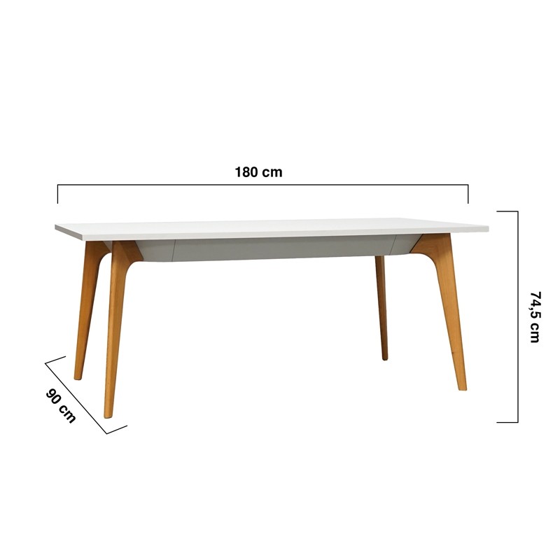 Mesa Blanca Rectangular Altura Media de Benne - Montiel