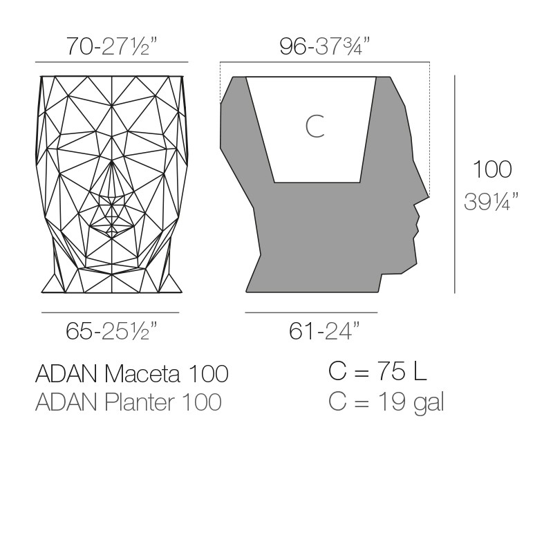 Macetero Adan 100% Reciclable de Vondom - Montiel