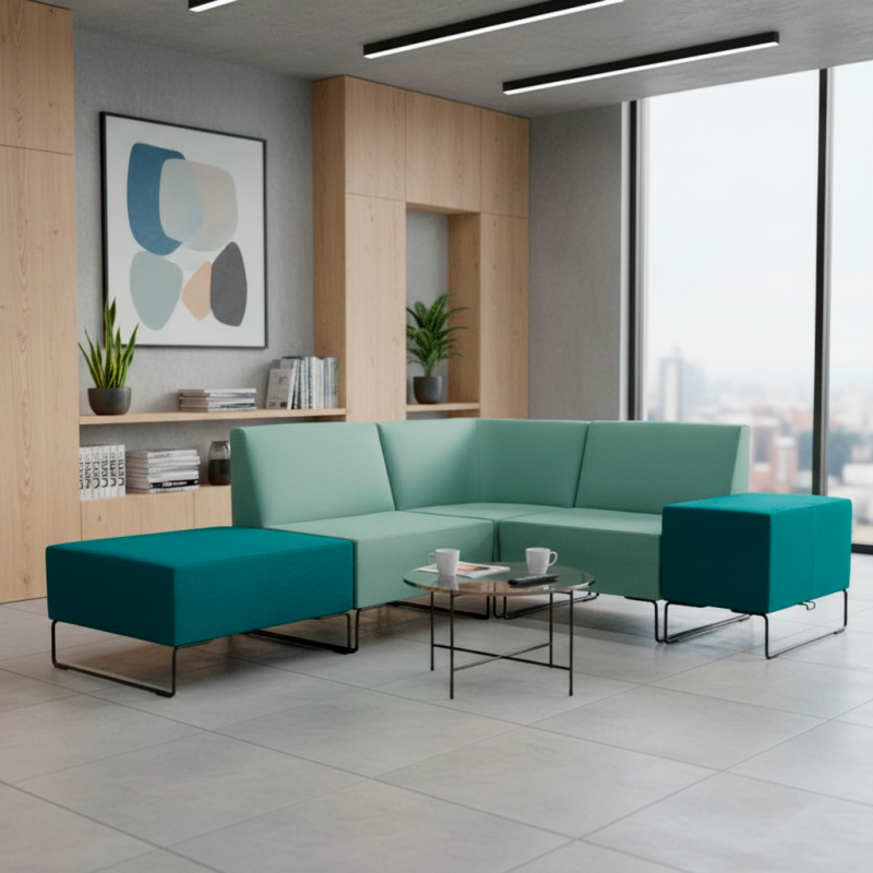 Sofá Modular Recepción Verde Lets Sit de Forma 5