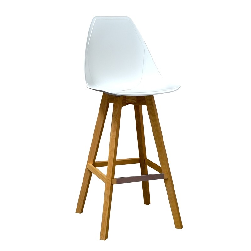 Taburete Alto Blanco con Patas Haya MM1713 | Montiel