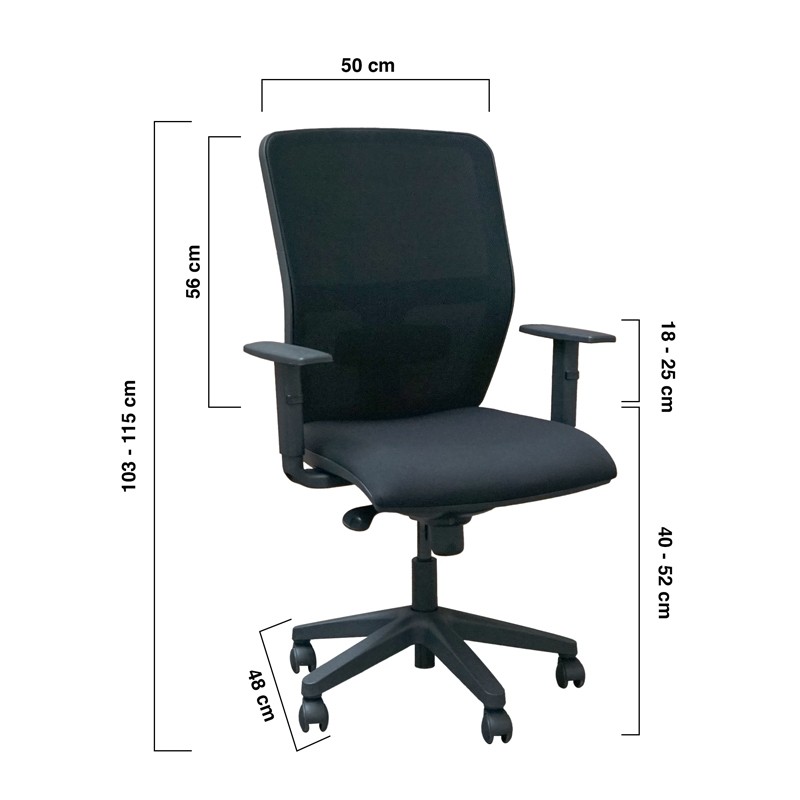 Silla Elevable con Respaldo Negro Colmar MM1714 | Montiel