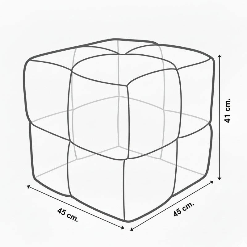 Asiento Puff Elegante con Costuras Decorativas | Montiel