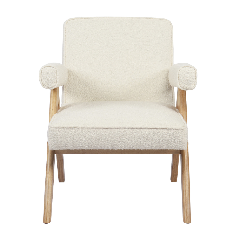 Butaca Blanca con Patas Madera Maciza | Montiel