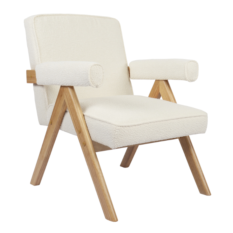 Butaca Blanca con Patas Madera Maciza | Montiel