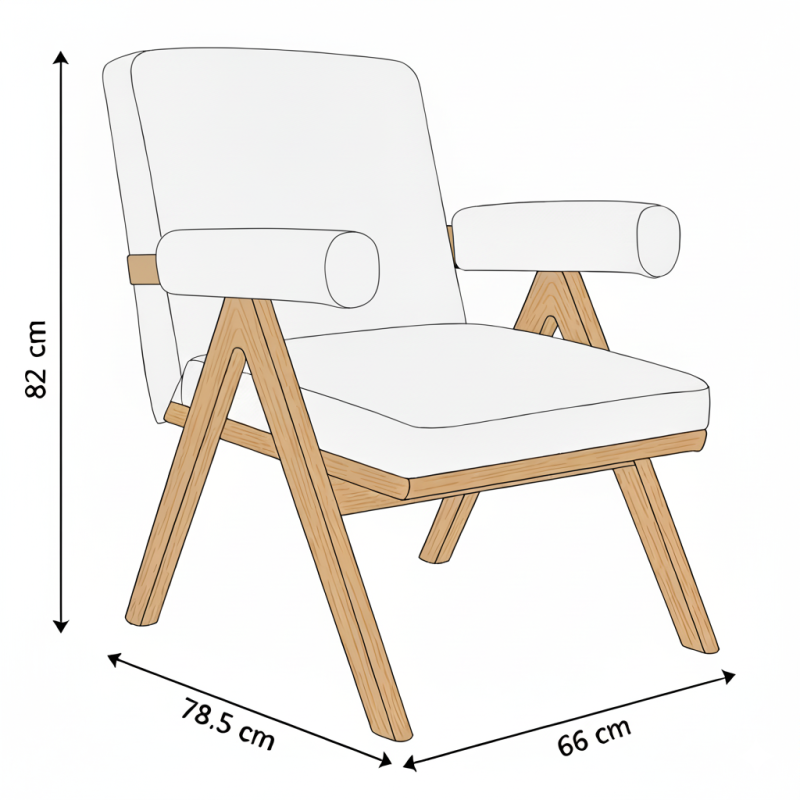 Butaca Blanca con Patas Madera Maciza | Montiel