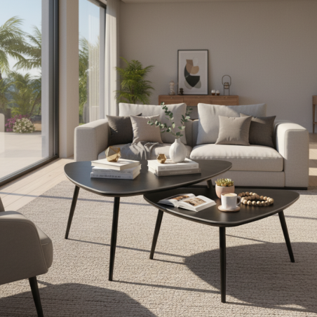 Juego 2 Mesas Nido en Acabado Negro - Montiel