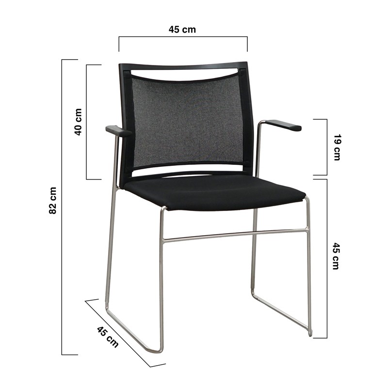 Silla Confidente Respaldo Negro de Luyando System | Montiel