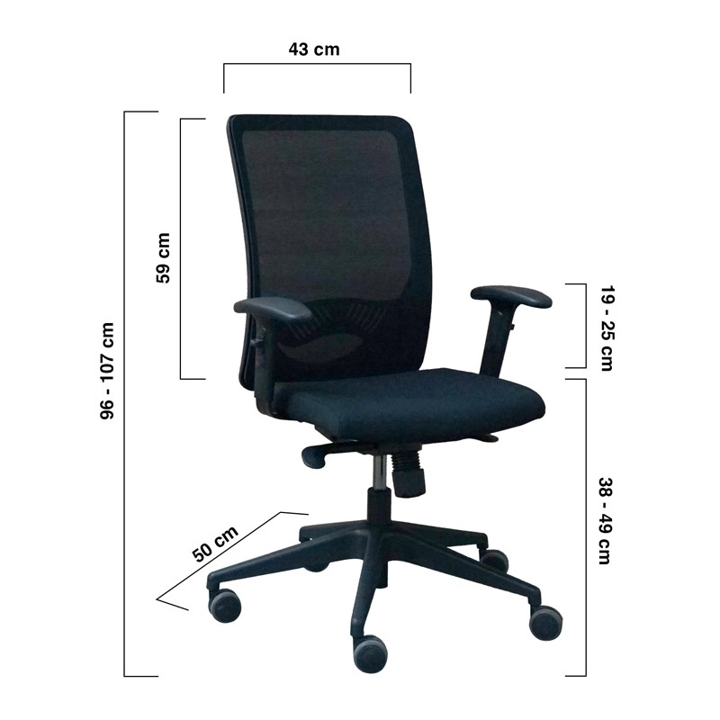 Silla Giratoria Malla Negra Mod. Catrina MM1716 - Montiel