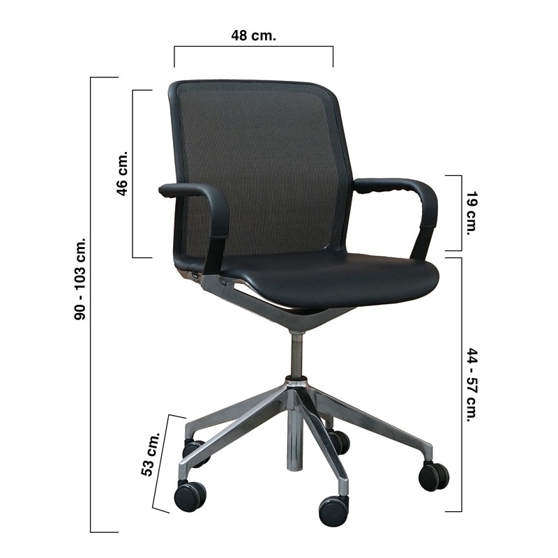 Silla Oficina con Malla y Piel Negra de Bene - Montiel