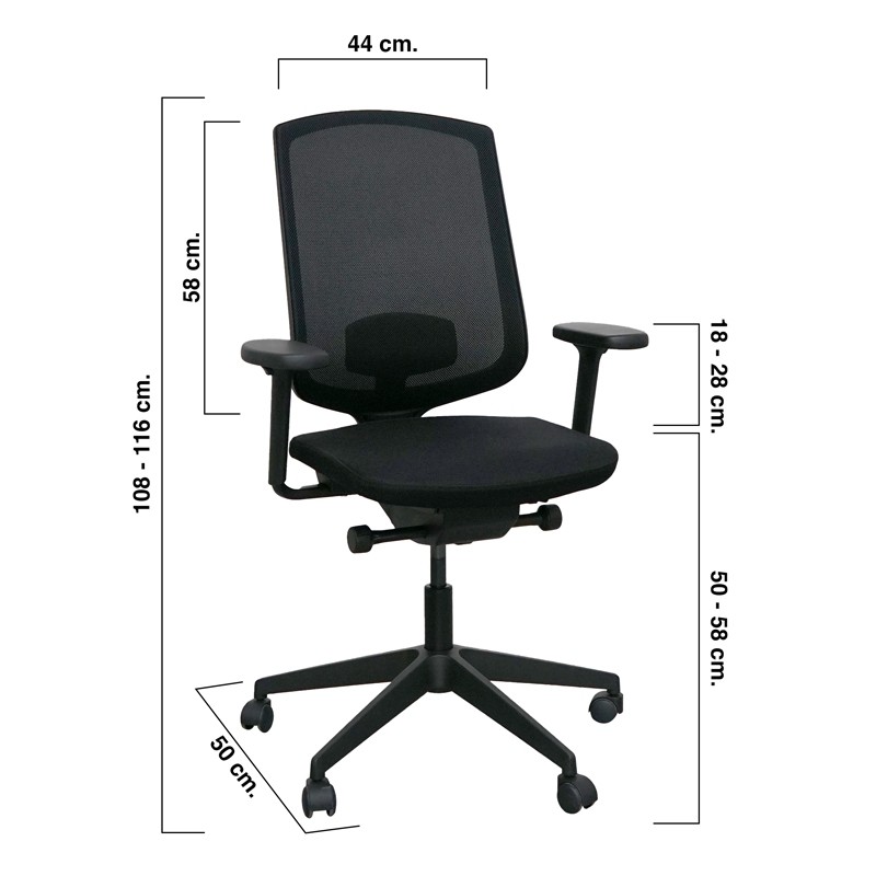 Silla Giratoria Negra Brazos 2D MM1719 - Montiel