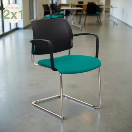 Silla Confidente Oficina Base Patín Cromada y Diseño Moderno