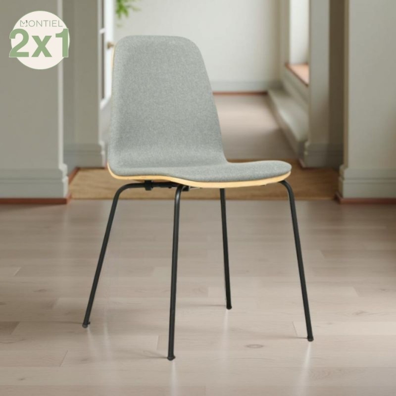 Silla de Madera acolchada Gris Canele - Montiel