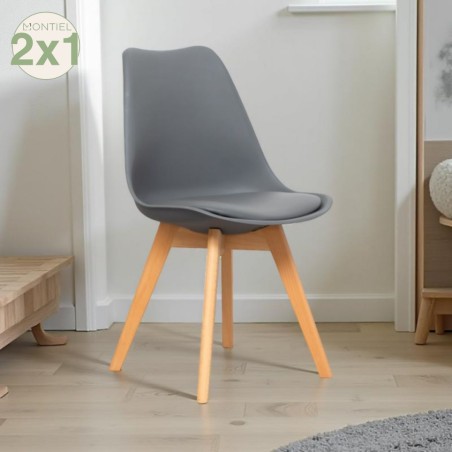 Silla Gris Estilo Nórdico con Patas Madera - Montiel