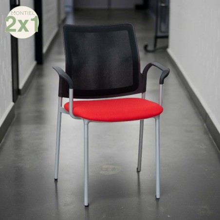 Silla Confidente Fija Negra y Roja Urban de Actiu