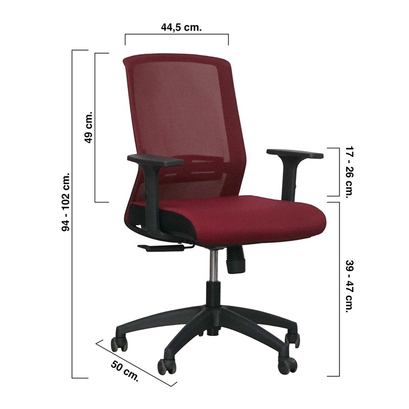 Silla Giratoria Base Negra y Brazos 1D MM1722 - Montiel