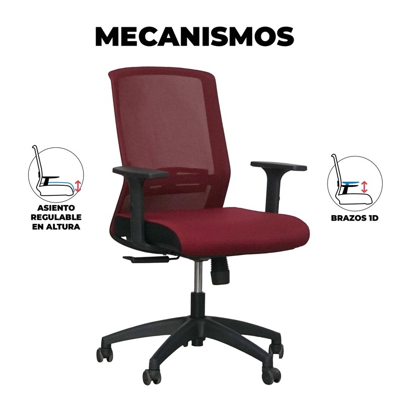 Silla Giratoria Base Negra y Brazos 1D MM1722 - Montiel