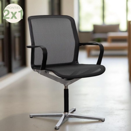 Silla Confidente de Malla Negra Filo de Bene - Reoffice