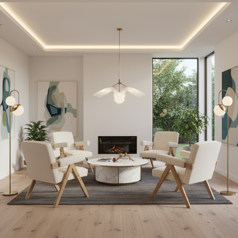 Butaca Blanca con Patas Madera Maciza | Montiel