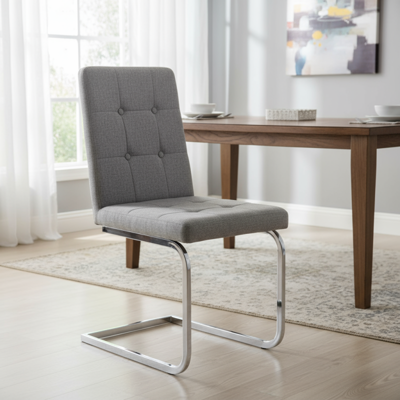 Silla Comedor Patín y Tejido Gris Mod. Vanity - Montiel