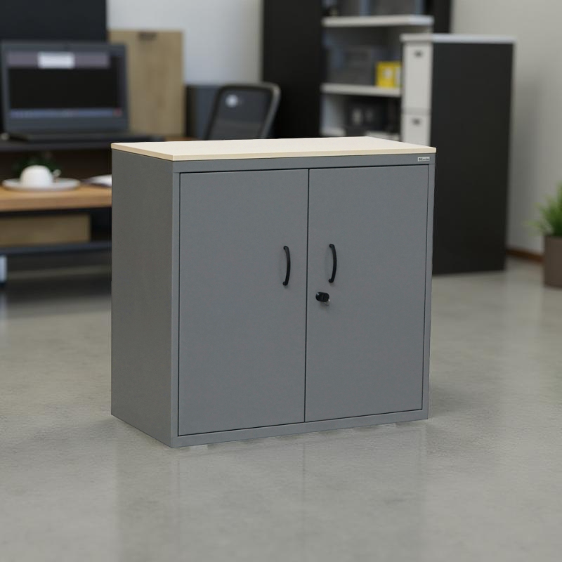 Armario Gris Bajo con Leja Móvil de Levira - Montiel