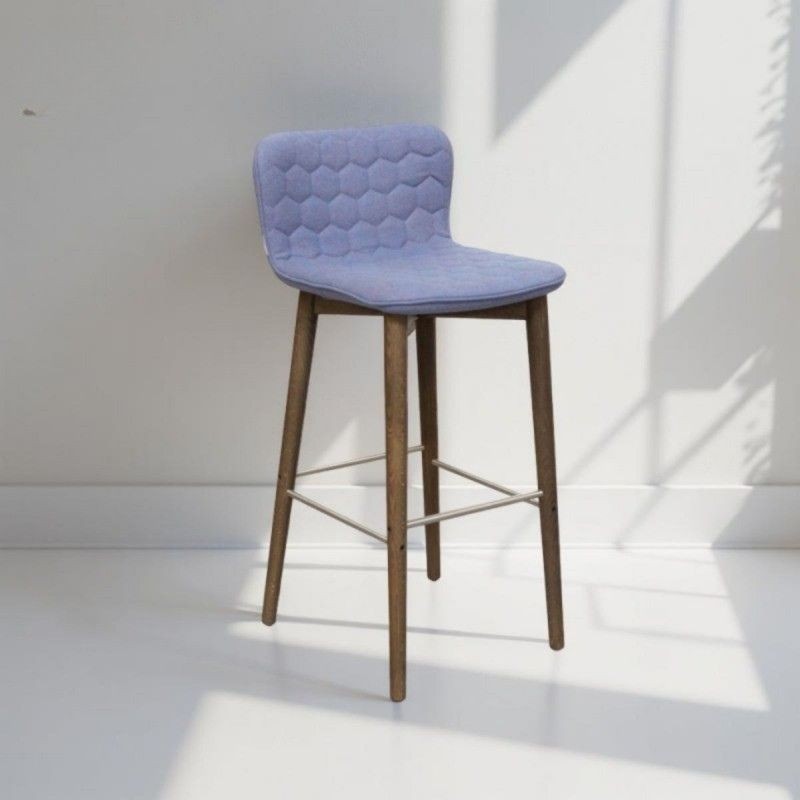 Taburete Azul con Respaldo Tapizado Tea de Sancal - Montiel