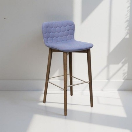 Taburete Azul con Respaldo Tapizado Tea de Sancal - Montiel