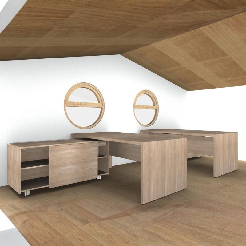 Mesa Dirección Madera con Mueble T45 de Quadrifoglio - Montiel