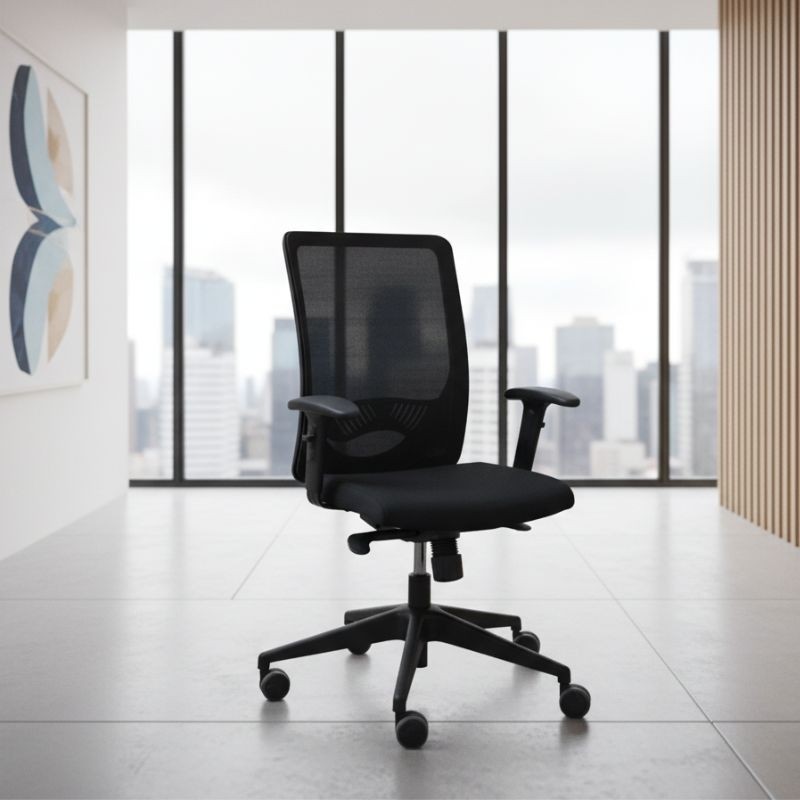 Silla Giratoria Malla Negra Mod. Catrina MM1716 - Montiel