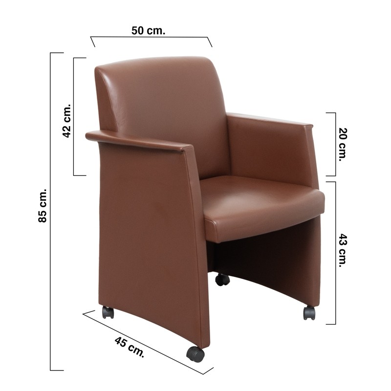Sillón Oficina Piel Marrón con Ruedas de Kron - Montiel