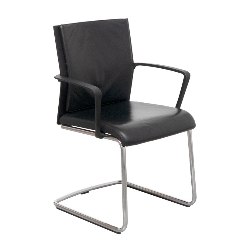 Silla Oficina Confidente Piel Negra de Wendell - Montiel