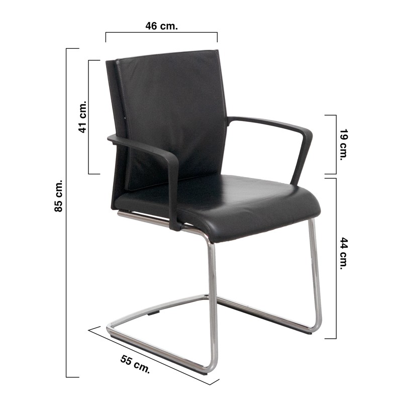 Silla Oficina Confidente Piel Negra de Wendell - Montiel